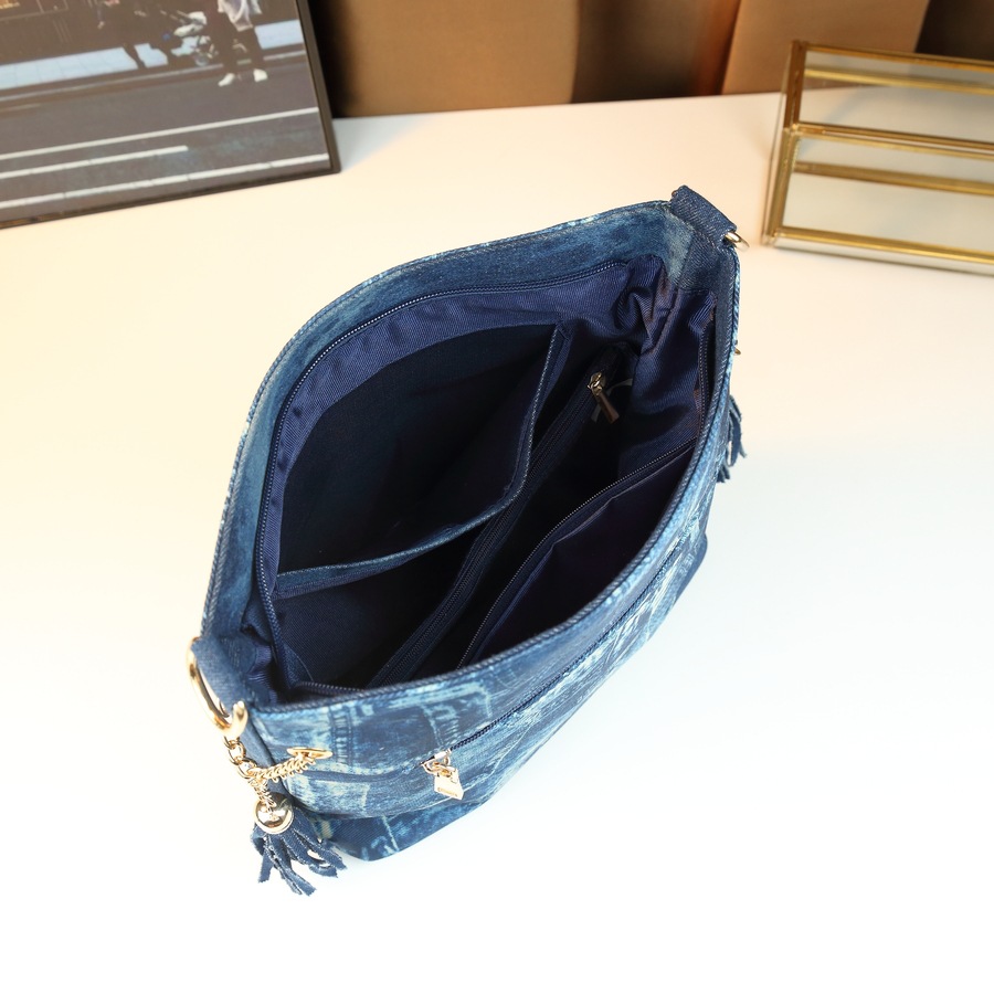 Borsa tote da donna in denim con decorazioni di strass, borsa a tracolla trendy in stile europeo e americano_voghion.com