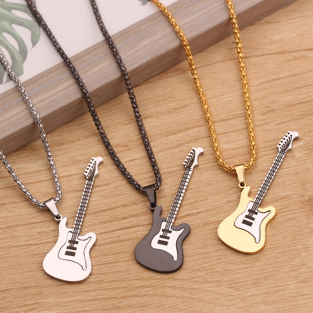 Alloy Material Hip-hop Guitar Alloy Plating Men's Pendant Necklace