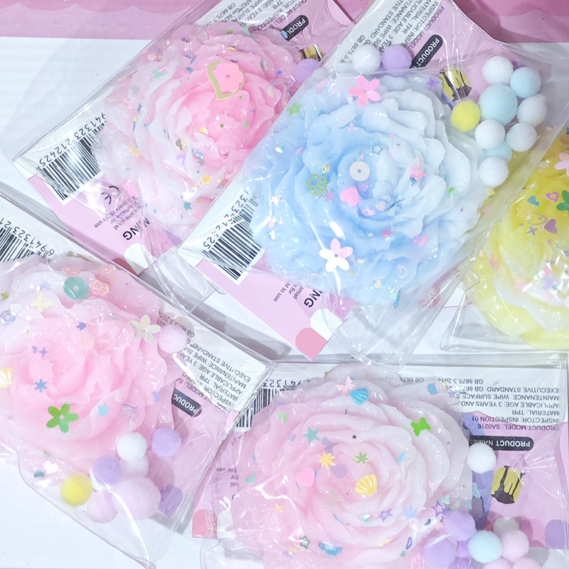 跨境外贸玫瑰花捏捏乐袋装花朵解压硅胶捏捏玩具超软糯网红慢回弹