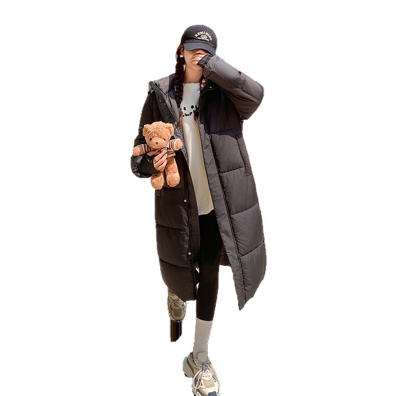 Gran chaqueta de algodón de plumón para mujeres más largo de la rodilla en invierno de 2025 nuevo diseño de estilo académico grueso abrigo abrigo