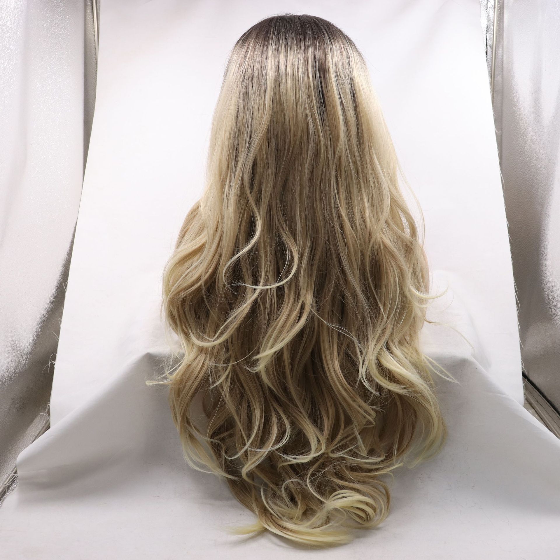 NEW LOOK frente encaje fibra química pelucina de cabello largo rizado color temperamento gradiente gran rizado