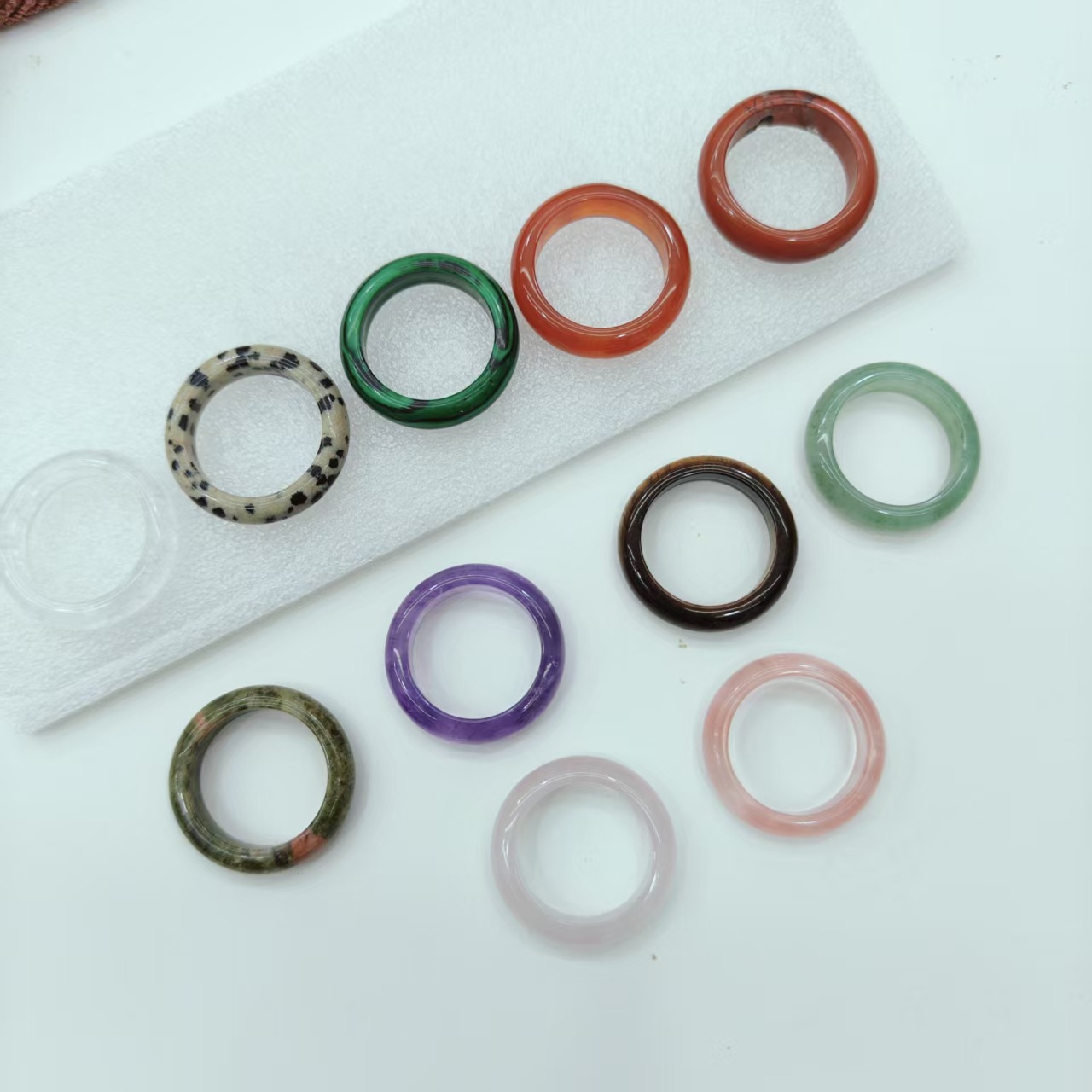 Crystal Jewelry Agate Aventurine Jade Ring Band Running Ring Unisex Simple Plain Ring Personalized Versatile Ring Wholesale