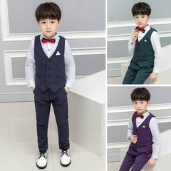 Wholesale 3-Piece Set of Spring 2024 Children's Fashion Trendy Boy Striped Suit Vest Set, Korean-Style Formal Wear for Kids