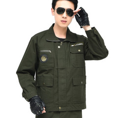 春秋綠色棉外套休閒機修勞保服上衣廠服電焊機修服多兜工作服