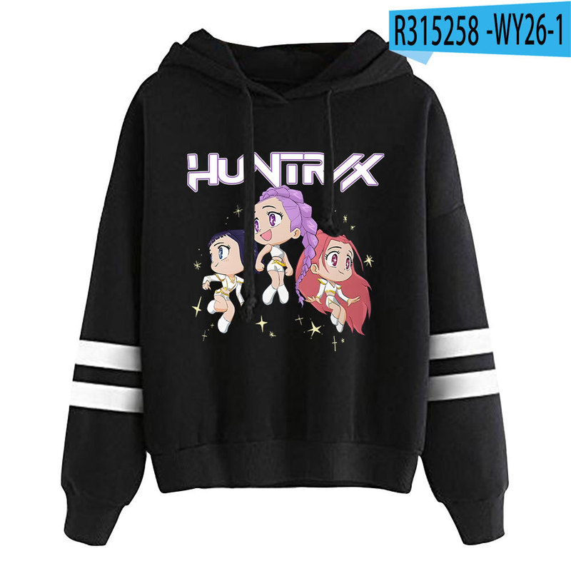 跨境新品KPop Demon Hunters周边甜美长袖双杠连帽卫衣一件批发|undefined