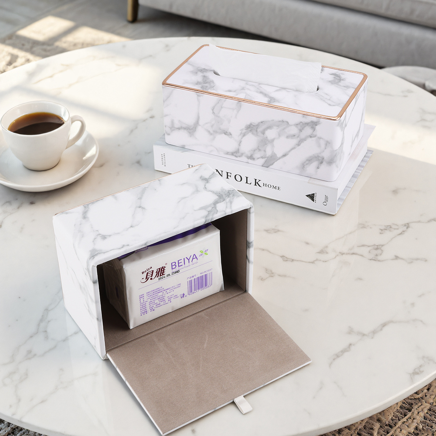 Mármol textura luz lujo servilleta tejido caja hotel restaurante cuero tejido caja hogar tejido caja cartón en stock