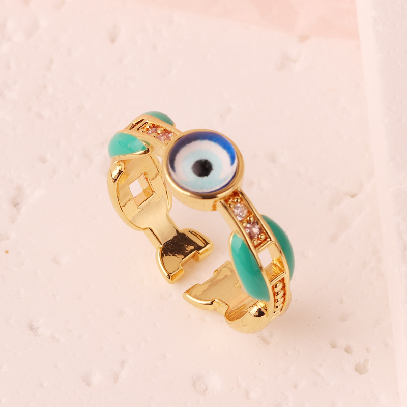 Retro Eye Copper Enamel Resin Rings