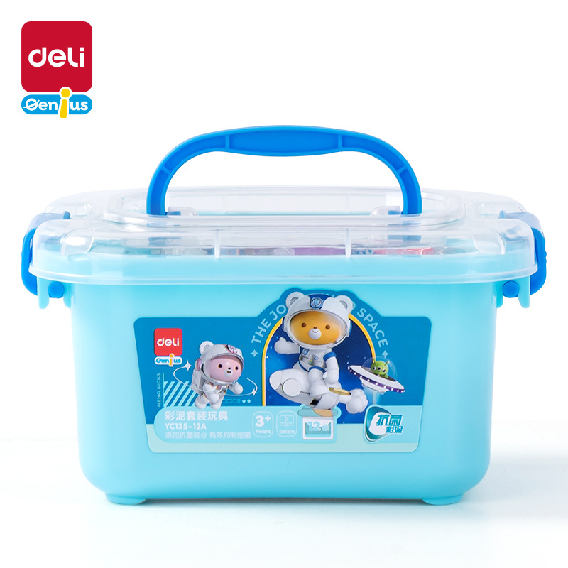 Déli YC135 - 12 / 24 caja de herramientas de color conjunto de barro de color para niños de escuela primaria arcilla de goma de plástico ultraligera hecha a mano