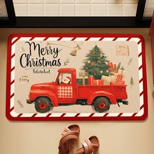 亞馬遜聖誕入戶門墊紅色大門口蹭土地墊水晶絨浴室吸水防滑腳墊子
