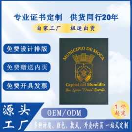 荣誉证书定制外贸跨境专供珠光磨砂证书外壳封套定做