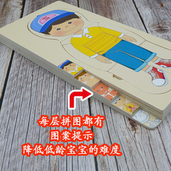 Boy and Girl Body Structure Puzzle, Children's Wooden Toy Human Organs Recognition Early Education Multi-layer Puzzle