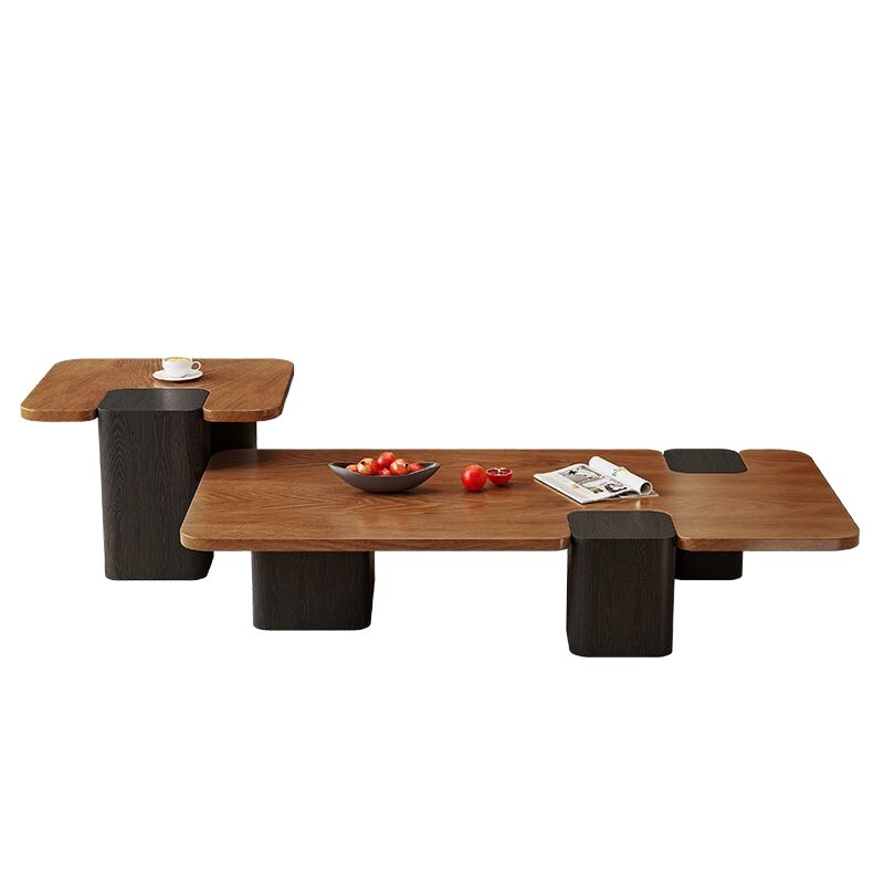 中古风实木茶几复古风圆形组合客厅家用储物柜感落地电视机柜|undefined