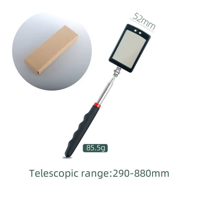 Folding Telescopic Mirror with Lamp Large small size Inspection Mirror Endoscope Auto Repair Mirror Underbody Inspection (Mühərrik tənzimləmə alətləri) - square-mirror-carton-103g