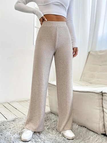 Women's Casual Cross-Border Amazon European and American Women's Clothing Elastic High-Waisted Loose Trousers Wide Leg Pants