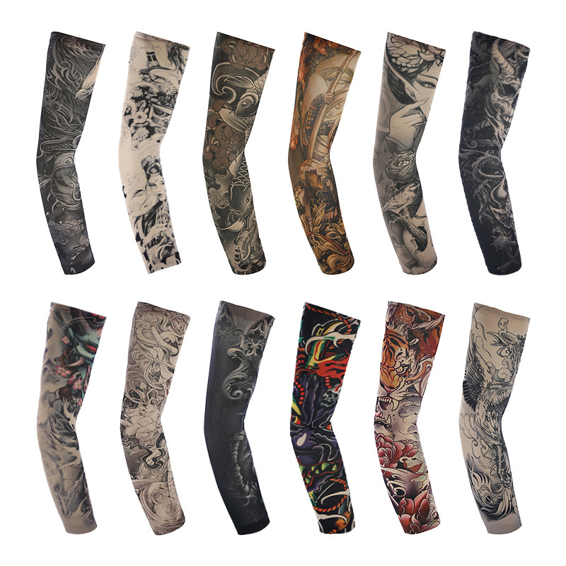 Cross-border National Style Flower Arm Tattoo Sleeve Simulation Tattoo Seamless Arm Cover Optional Color Printing Riding UV Protection
