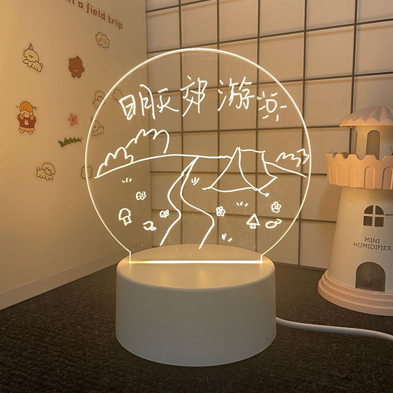 小夜灯手写板发光亚克力桌面记事氛围台灯俄罗斯礼物写字留言工厂|undefined