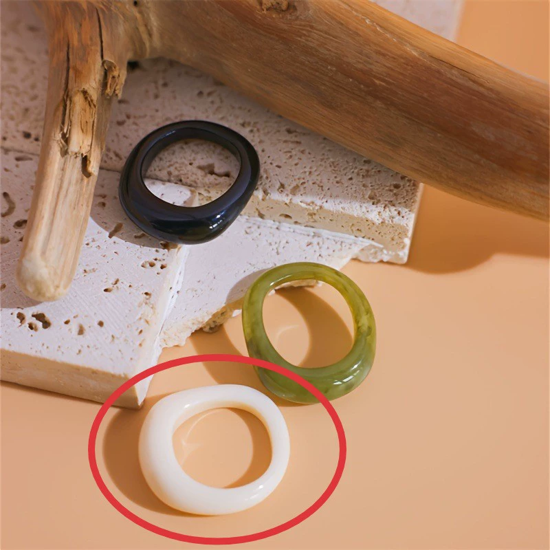 Кольцо (Korea ACC) Acrylic One-Size Chunky Ring для указательного пальца, цветной мраморный узор