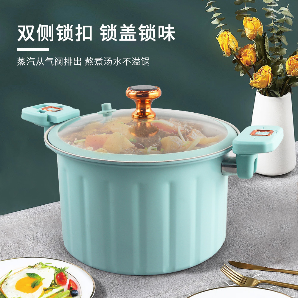 Regalos de fábrica al por mayor olla de sopa romana con cerradura de doble oreja olla de cocción de micropresión caja de regalo sin recoger estufa hierro fundido