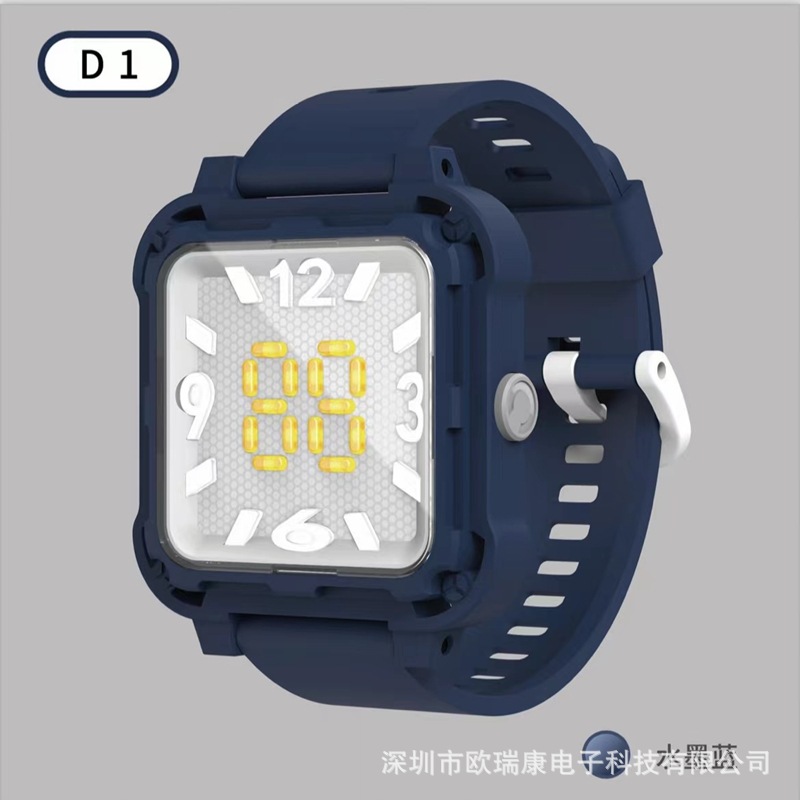 工厂新款3D立体显示D1 ins风学生休闲时尚LED电子手表现货|ms