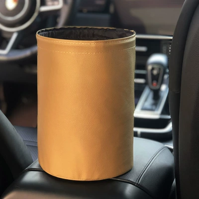 Car storage bag/box Wholesale Mini Car Supplies - leather-beige-diameter-16-high-20