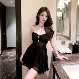 姿趣情趣内衣性感低胸吊带网纱睡裙蕾丝透视诱惑睡衣家居服女6186