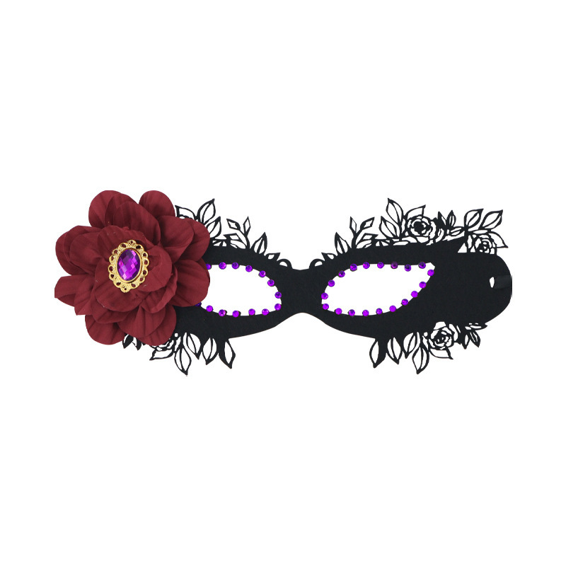 Halloween nueva máscara de diamante de flores negras accesorios femeninos máscaras de baile de baile disfraz de emoción sexy máscara de ojos