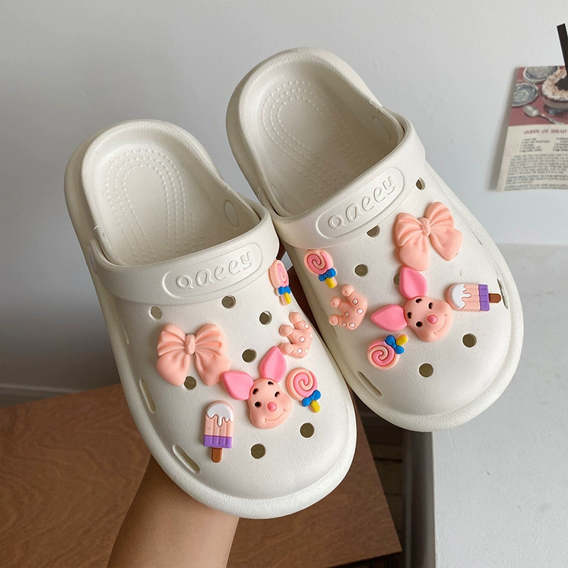 Летняя верхняя одежда для женщин Dly Croc Shoes, новые с толстой подошвой пляжные нескользящие милые баотоу тапочки