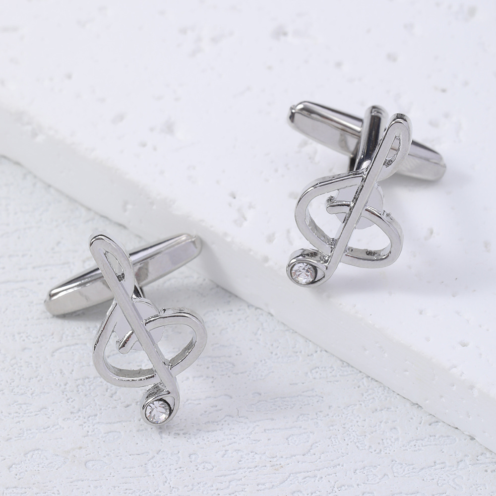 gemelli da polso con diamanti con nota musicale da uomo, semplici, alla moda, in lega, di alta qualità, con fibbia per camicia, accessori, nuovi prodotti in magazzino_voghion.com