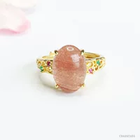 Yiyu натуральный хрустальный клубничный кристалл кольцо для регулировки кольца для ювелирных изделий оптом CB4092401