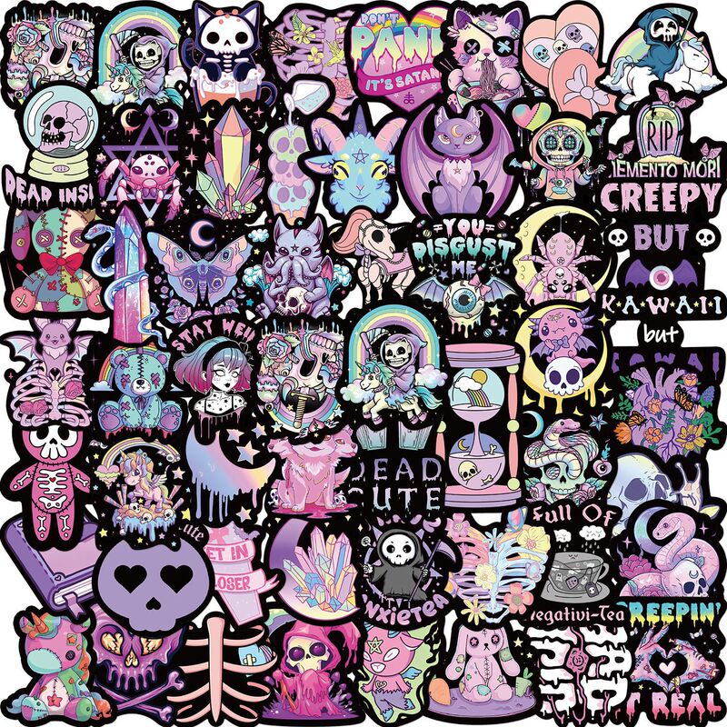 56 sheets/set dark Gothic style Witch pharmacist waterproof stickers cartoon luggage cross-border stickers