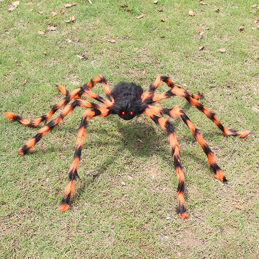Halloween araña negra color araña peluche super gran araña fantasma fiesta patio césped lugar accesorios de decoración