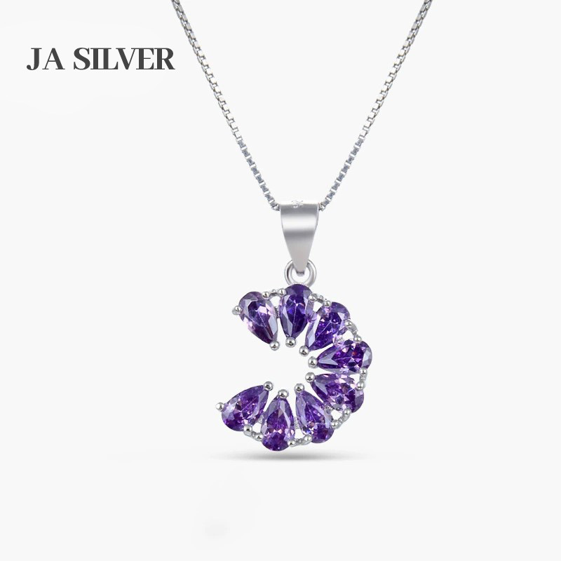S925 plata esterlina colgante de diamante púrpura mujer coreana simple lujo ligero estilo de moda colgante de plata colgante de diamante completo colgante al por mayor