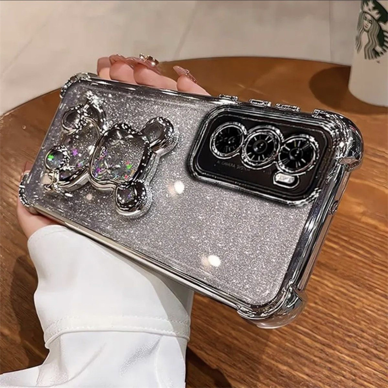 Aplicable para oppo A3pro cuatro ángulos a prueba de caídas caso de teléfono móvil A5X polvo flash violento oso goma suave RealmeC75 funda protectora