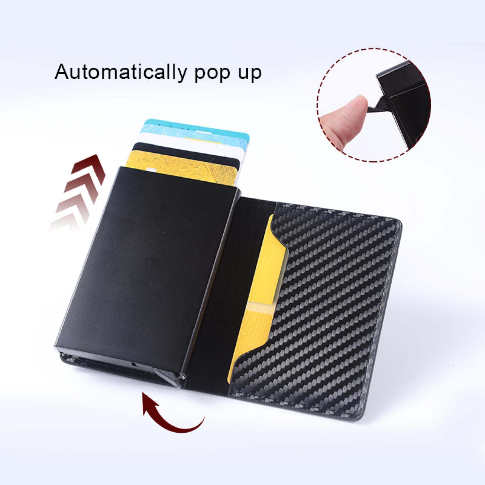 Cartera transfronteriza para hombre, tarjetero de fibra de carbono ultrafino, tarjetero automático, tarjetero de aleación de aluminio, monedero para tarjeta bancaria