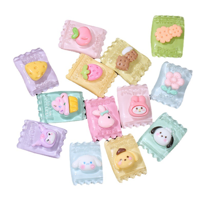 Directo de fábrica de fresa caramelo resina DIY horquilla cabeza cuerda teléfono móvil accesorios cáscara orejas grandes perro crema pegamento al por mayor