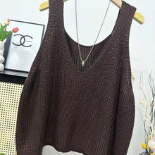 宽松短款纯色中式针织马甲背心女外秋冬大码毛线新款毛衣外穿坎肩