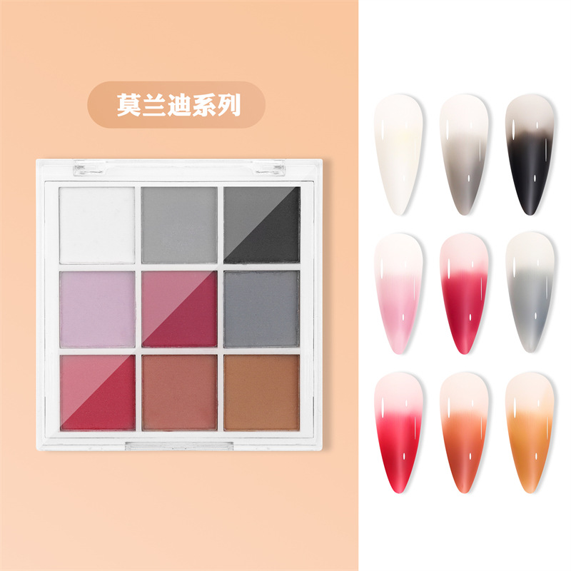 Transfronteriza especial 9-color clavo sólido espejo mágico polvo perezoso gradiente polvo mate fino flash Shell polvo al por mayor