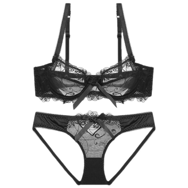 Ultra thin transparent embroidered breathable sexy lace lingerie for girls, bra, and oversized bra set_voghion.com