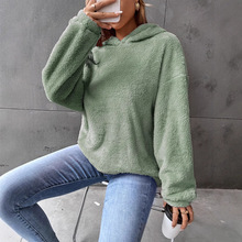 欧美外贸女装2025秋冬新款简约时尚连帽卫衣女式宽松长袖套头上衣