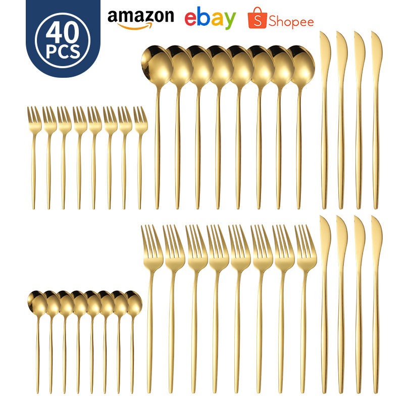 Cuchilleras de acero inoxidable de Portugal 40 piezas de cuchillos y tenedores 60 piezas de cuchillos y tenedores de té de carne de carne de comida occidental