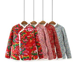Plus size women's online popular pearl buckle northeast large floral jacket winter loose all-match warm cotton-padded coat C2002