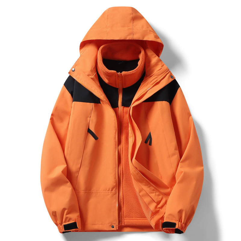 卸売ジャケット スリーインワン取り外し可能な防水防風登山ハイキングジャケット男性と女性のチームロゴカスタマイズ|undefined