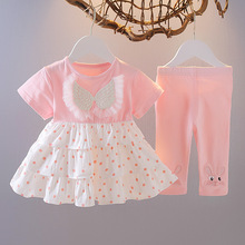 女宝宝棉套装夏装新款婴儿童装洋气女童夏天衣服公主短袖两件套