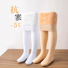 儿童连裤袜春秋冬款加绒加厚中厚舞蹈袜白色练功加薄绒女童打底裤