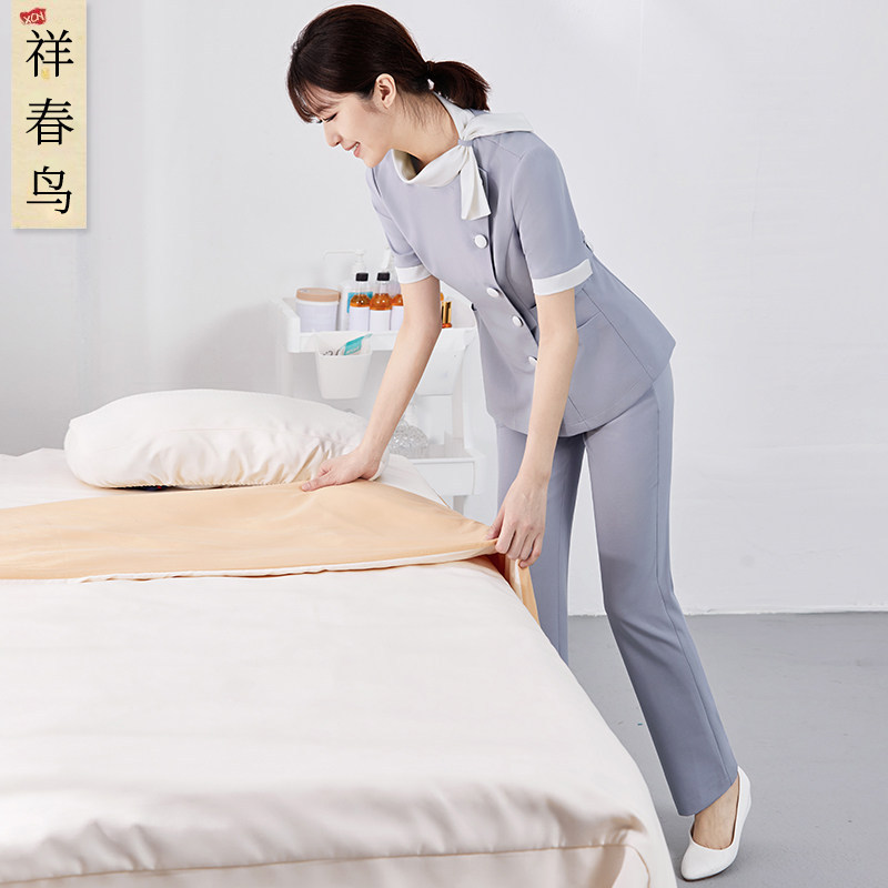 Xiangchun Niao High-End Medical Beauty Front Desk Reception Nurse Uniform for Women, Spring and Summer Beauty Salon, Dental Clinic, Pharmacy Short-Sleeve Workwear