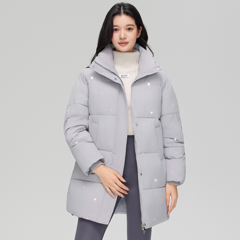 Nuevo abrigo de algodón de plumón de moda de invierno de mujer, abrigo de algodón de cuello grueso, abrigo de algodón de estilo medio y largo, abrigo de algodón de mujer image 4