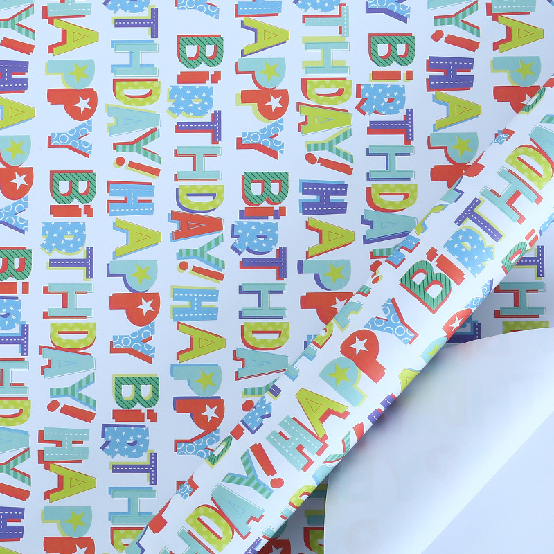 Amazon nuevo papel adhesivo doble Inglés Día de San Valentín Regalo de Cumpleaños embalaje vacaciones regalo papel DIY traje