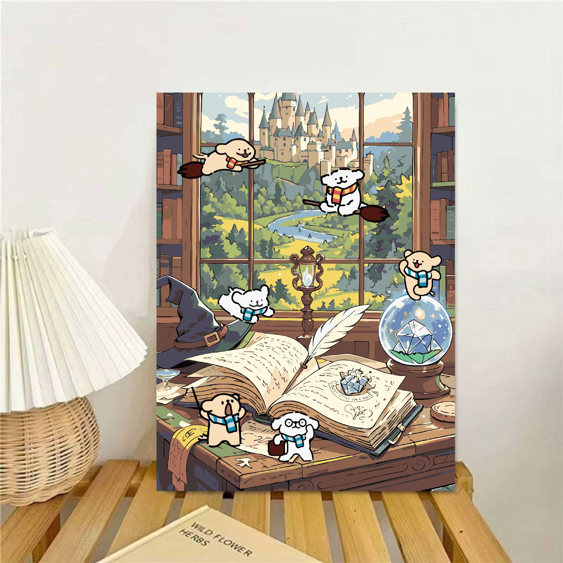 Líneas perros pinturas al óleo digital hechas a mano DIY pinturas de relleno encantadoras desencompresas pinturas al óleo de dibujos animados acrílicos pinturas colgantes pintadas a mano