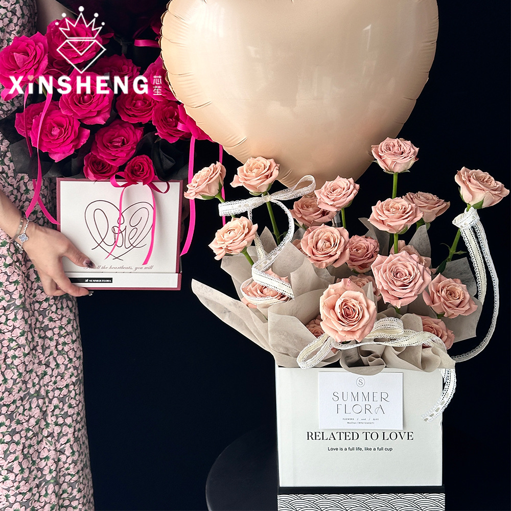 芯苼原创 爱之悸动鲜花插花盒礼物礼品包装盒手工diy装饰配件材料