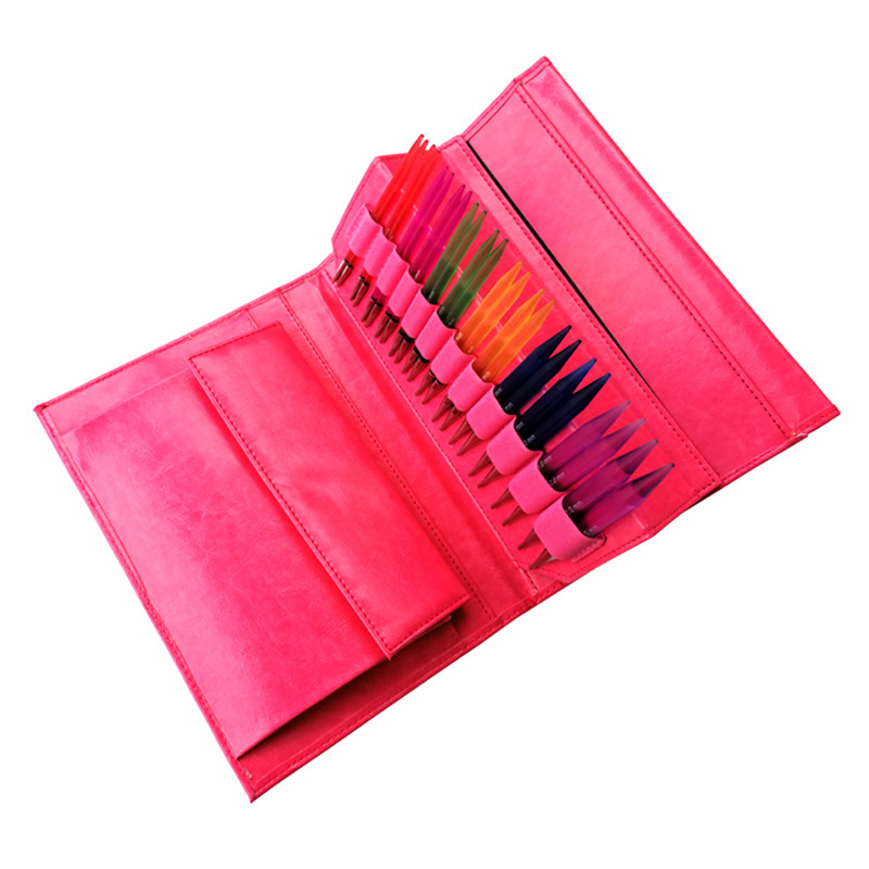 Herramienta de punto suéter aguja transparente acrílico desmontaje anillo aguja cuerda cambio anillo aguja conjunto de 12 pares PU embalaje